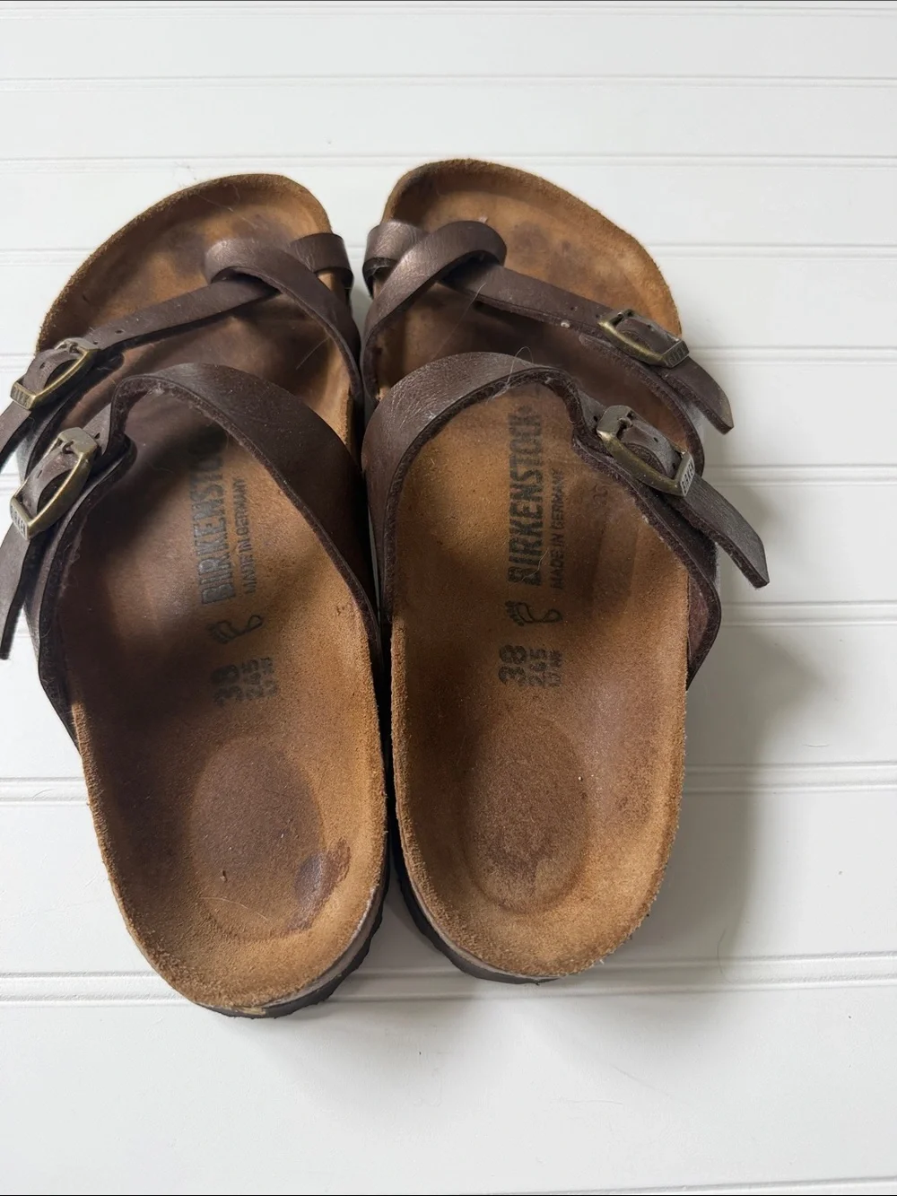 Birkenstock Brown Bronze Leather Crisscross Buckle Sandals